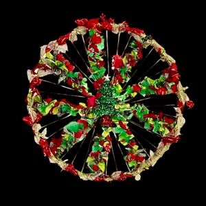 **Christmas Bike Tire Rim Rag Wreath original, no 2 are the same. 25"